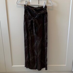 Free People Tie-Waist Printed Cropped Wide Pants